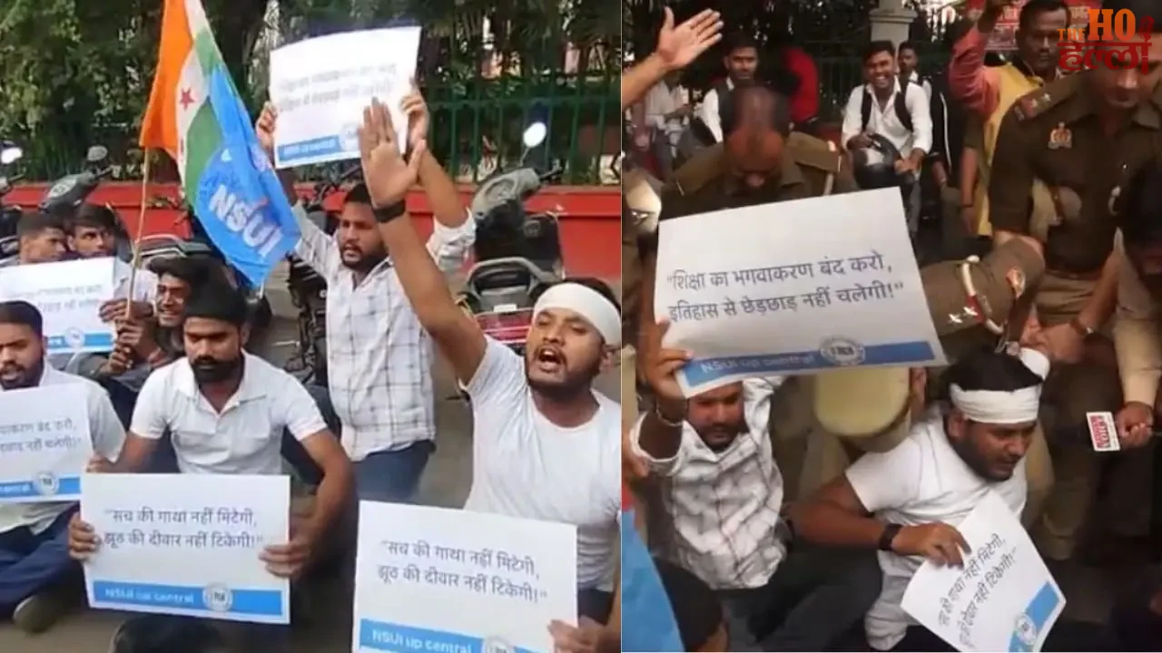 NSUI Protests Against NCERT Syllabus Changes
