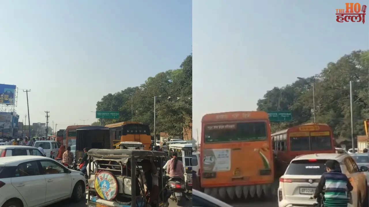 Traffic Chaos on Dubagga Kanpur Bypass