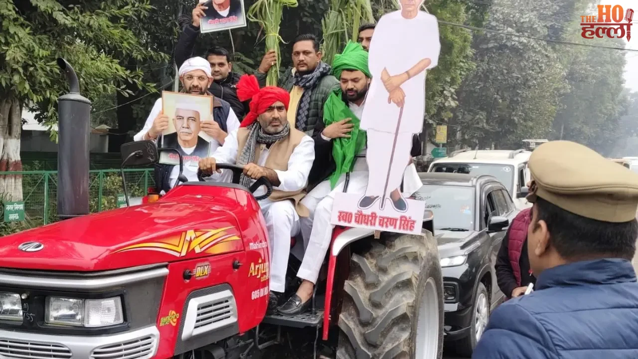 MLA Arrives at Assembly with Sugarcane on Tractor