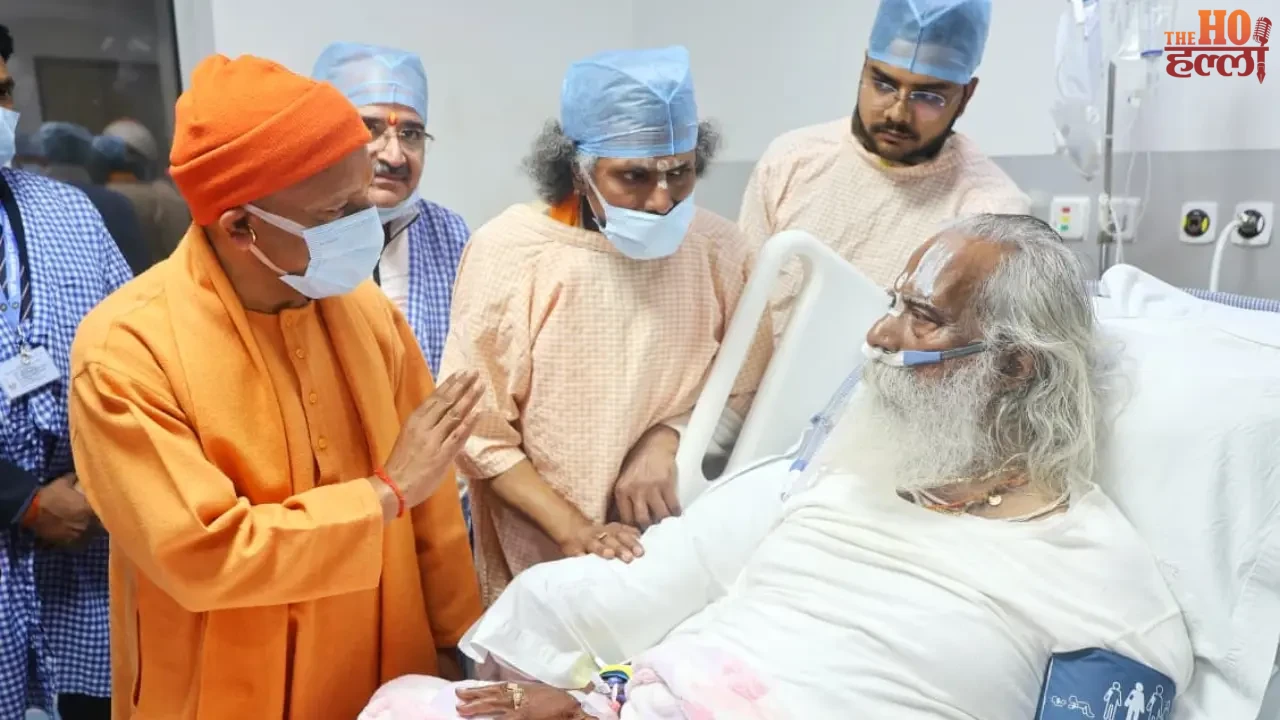 Yogi reached Medanta...met Mahant Nritya Gopal Das