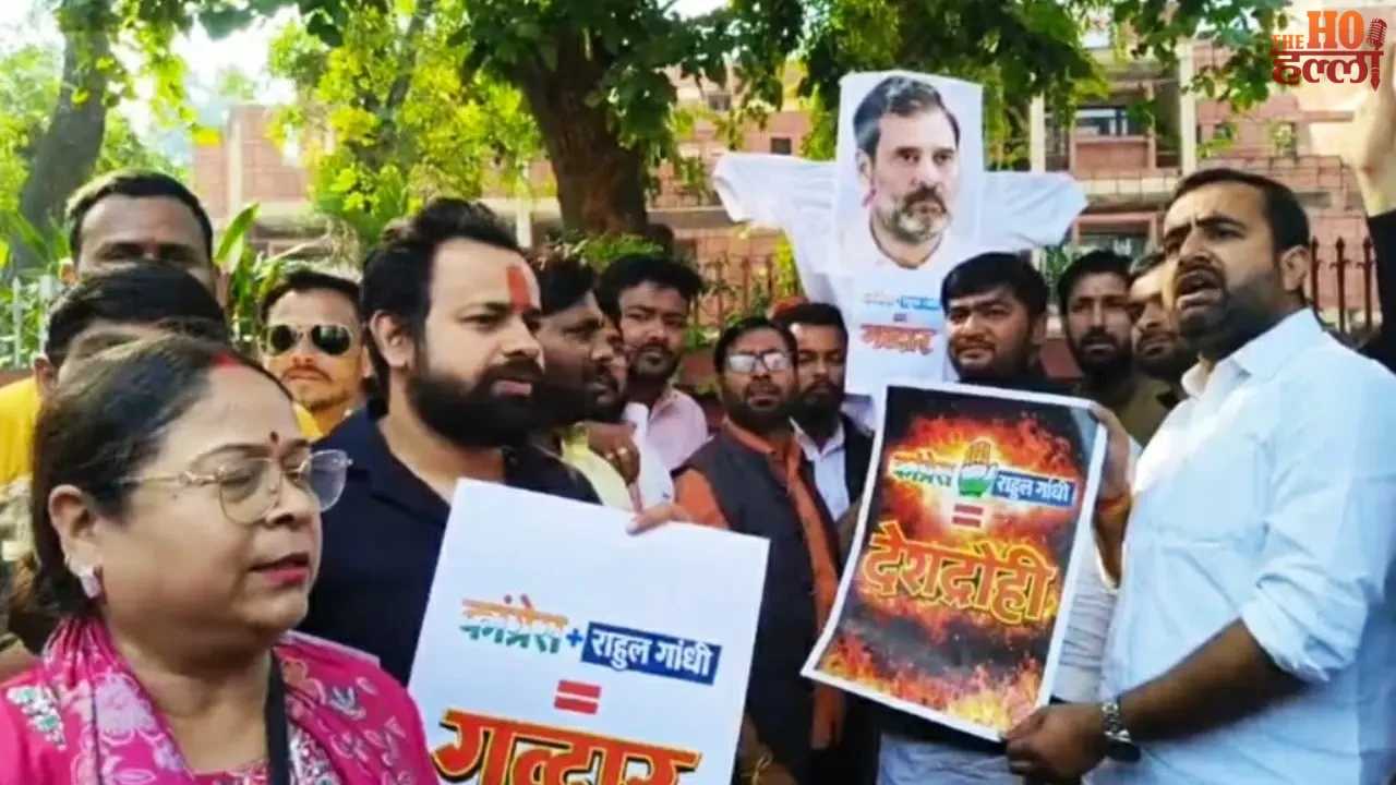 Lucknow BJYM Protests Against Congress's Actions