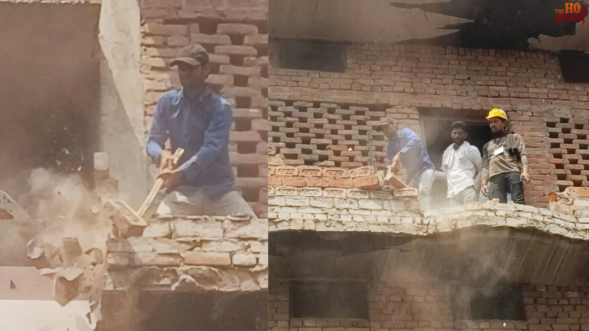 Varanasi Dalmandi Action Bulldozer Crushes Illegal Buildings Under Drone Watch