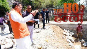 CM Dhami Inspects Damaged Bridge on Mussoorie Road (1)