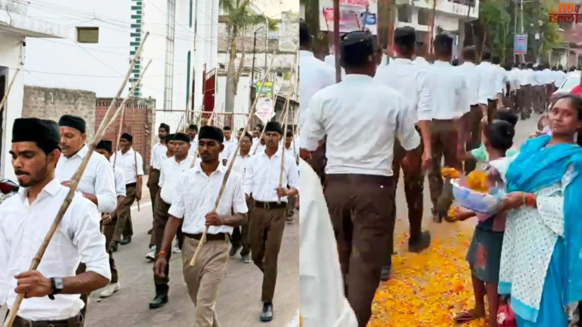 RSS Path Sanchalan Flowers Showered on Volunteers