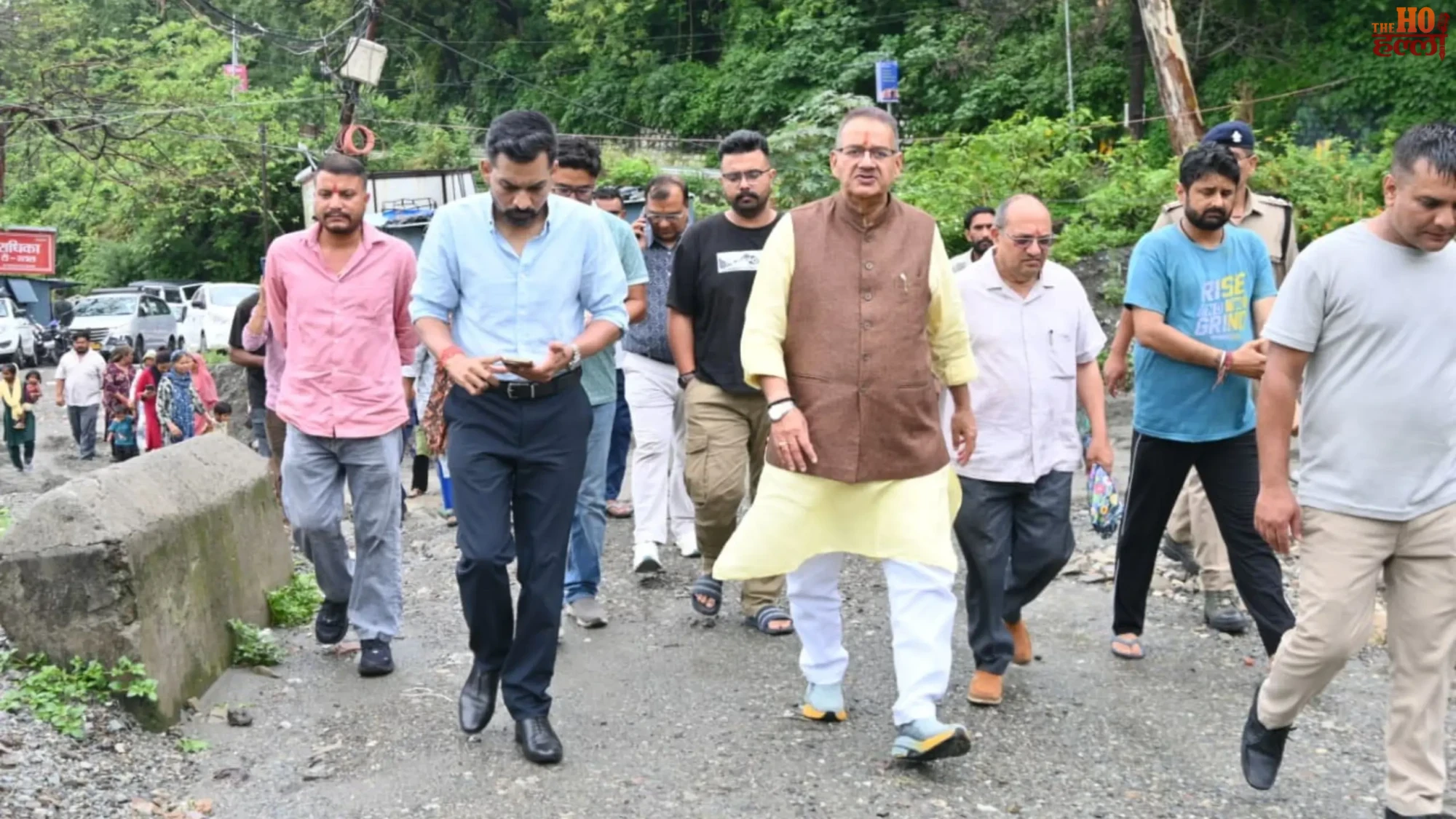 dehradun-minister-ganesh-joshi-inspects-rain-damaged-roads-khalagaon