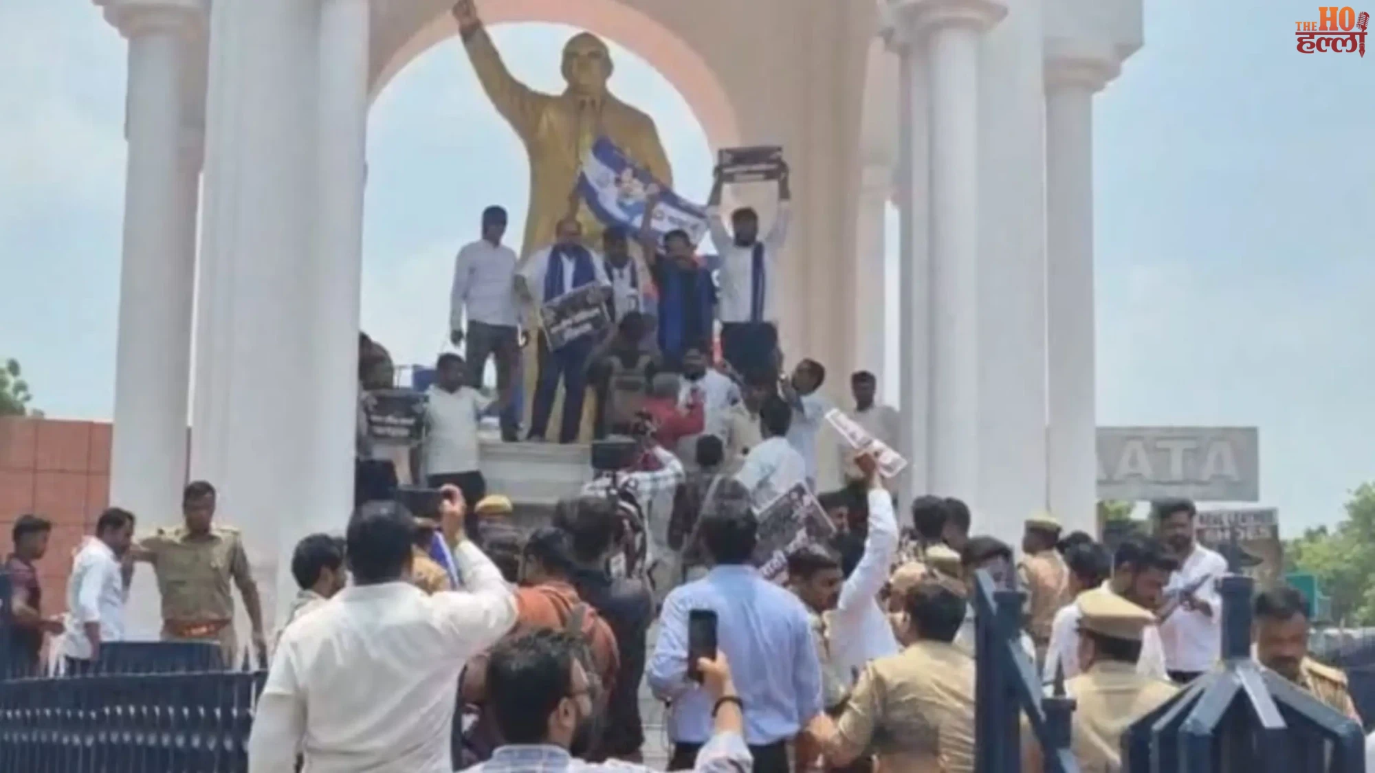 lucknow-neet-paper-leak-bhim-army-protest-dharmendra-pradhan-resignation