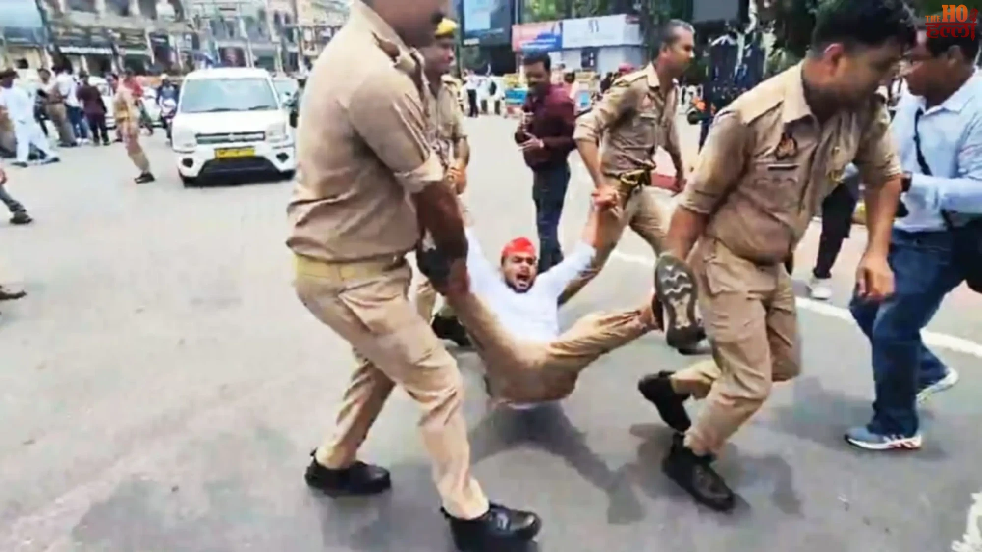 lucknow-sp-protest-ayodhya-ram-mandir-donation-transparency-hazratganj-detained