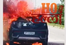 lucknow-nigohan-xuv-car-catches-fire-brother-sister-safe