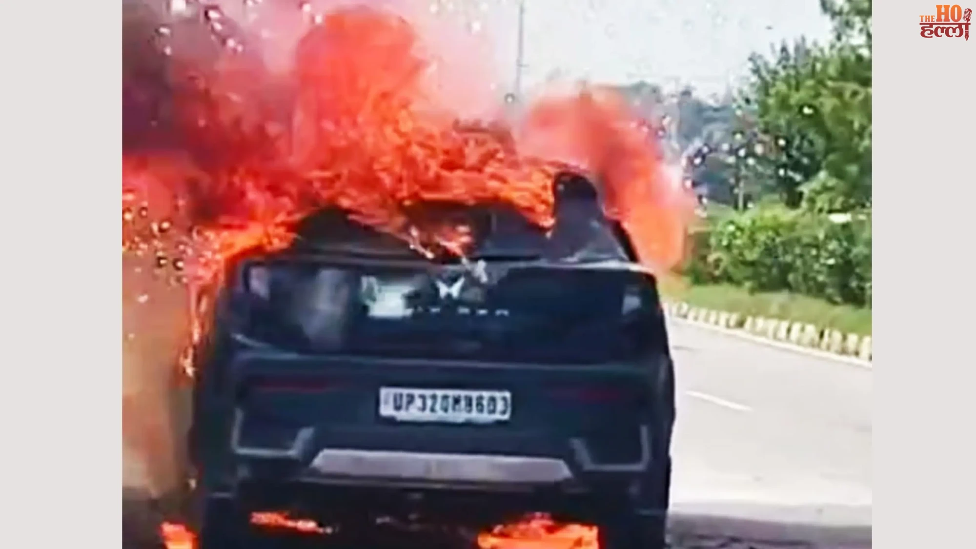 lucknow-nigohan-xuv-car-catches-fire-brother-sister-safe