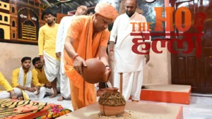 Gorakhpur News : गोरखनाथ मंदिर में योगी ने की कलश स्थापना, भीम सरोवर से निकली कलश यात्रा