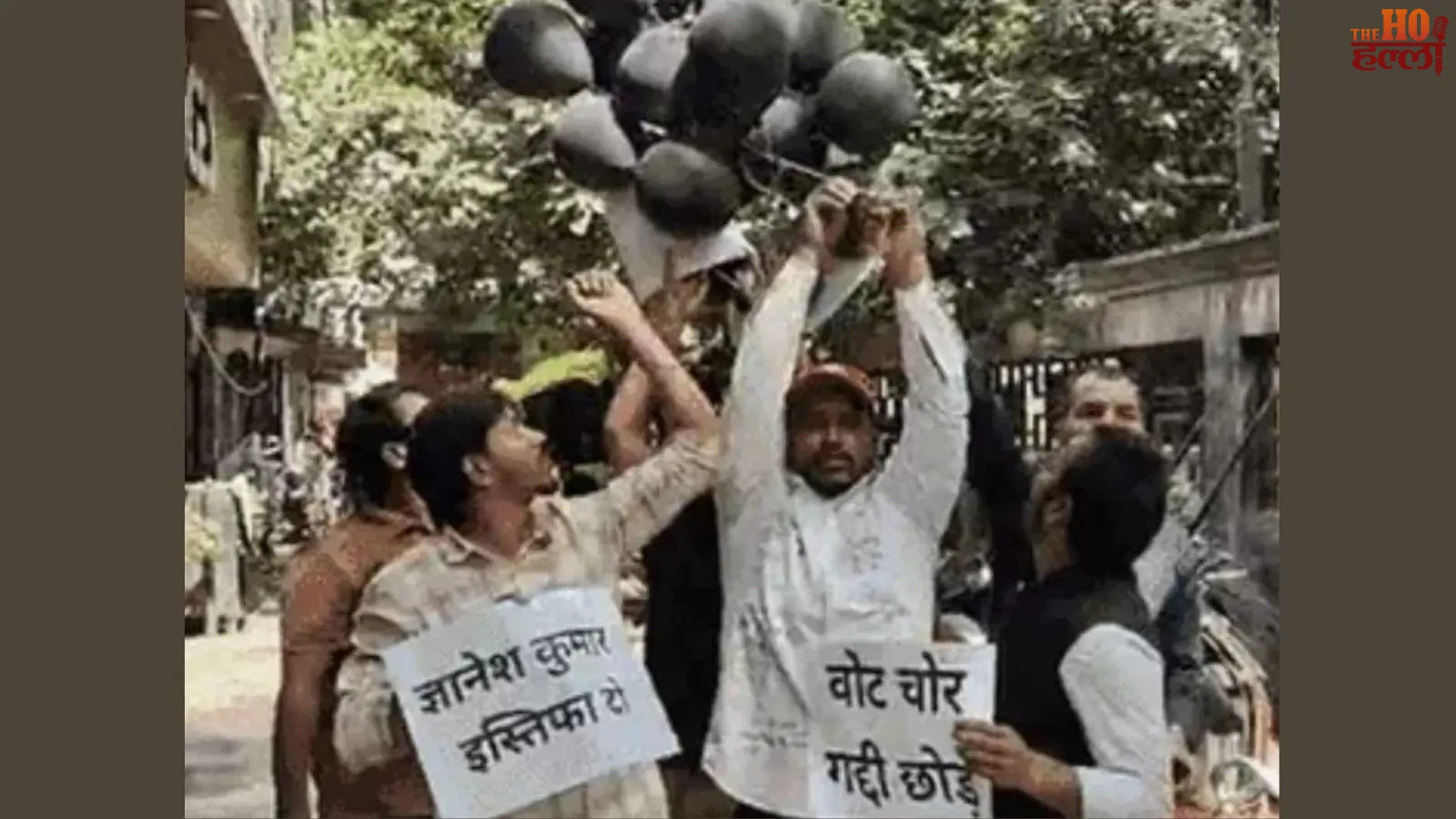 nsui-protest-cec-gyanesh-kumar-vote-chor-hazratganj-lucknow